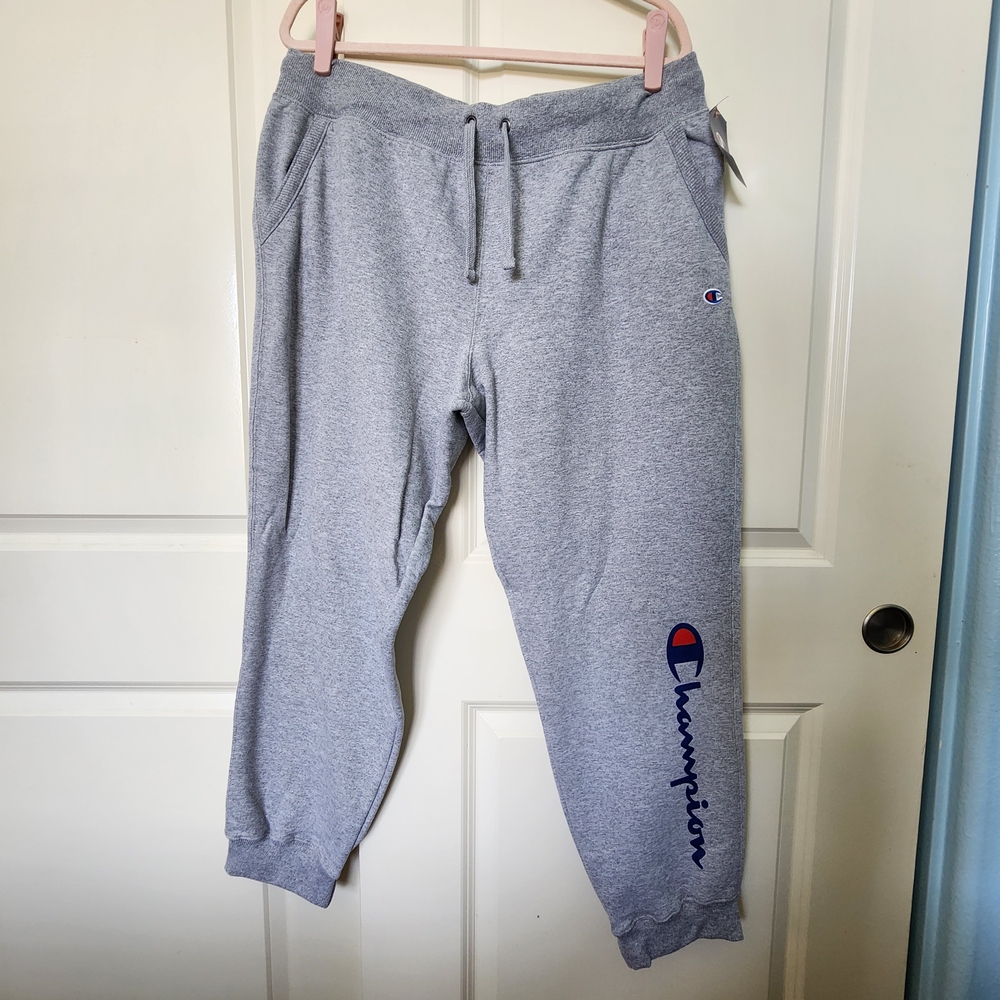 Champion Light Gray Joggers with Logo